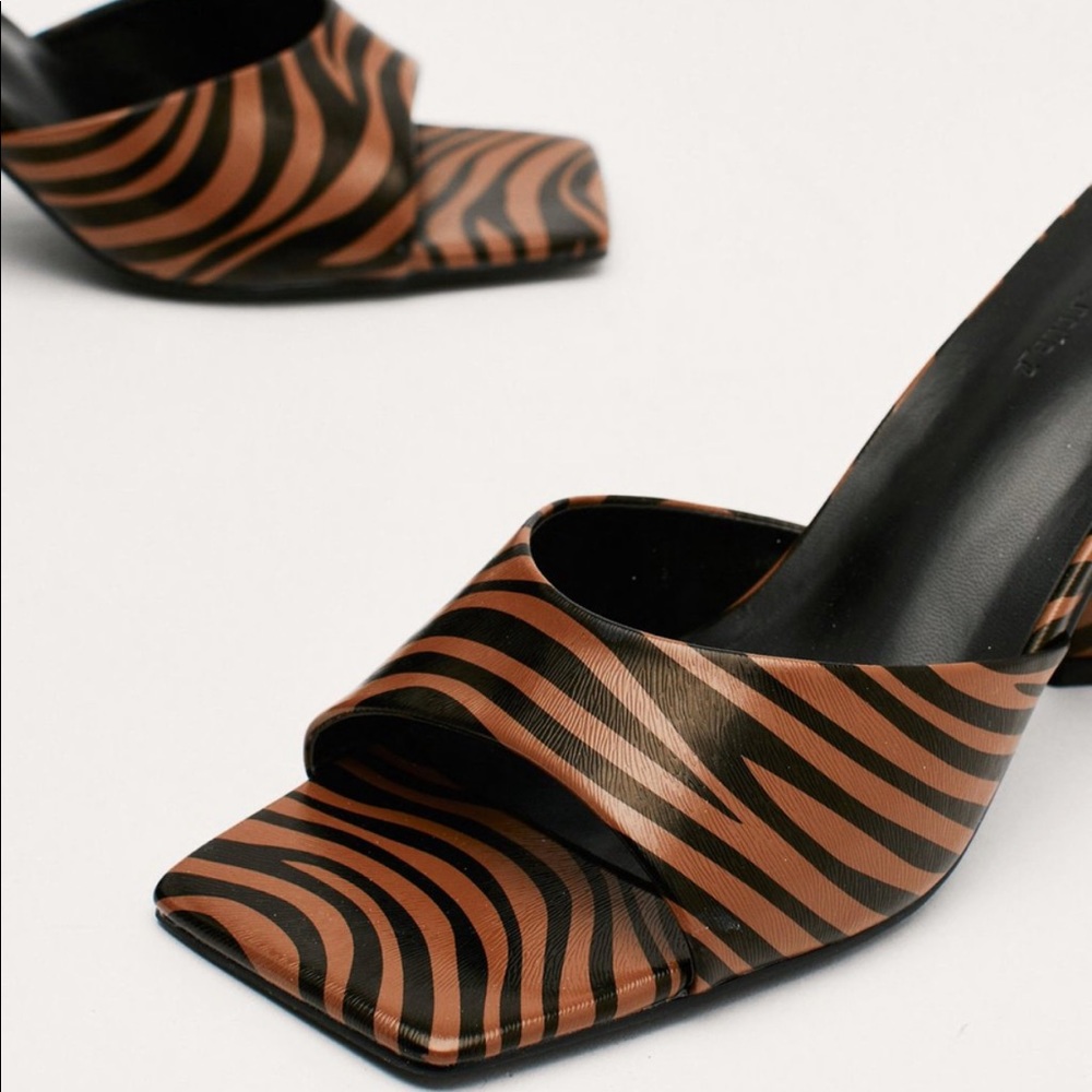 Zebra print heels / zebra print slides / zebra print mules